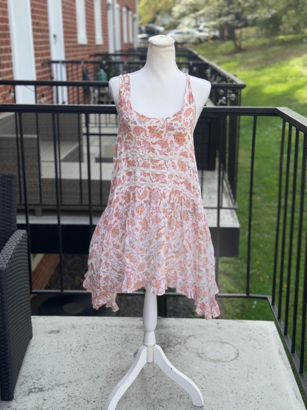 Free People Peach Floral Mini Dress